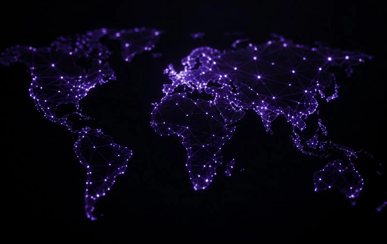 Mapa-múndi conectado em roxo